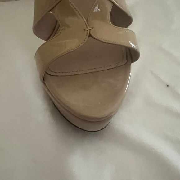 MIU MIU Nude Patent Leather Platform Sandals Size: 39.5/ 9.5 Made in Italy - Picture 6 of 13